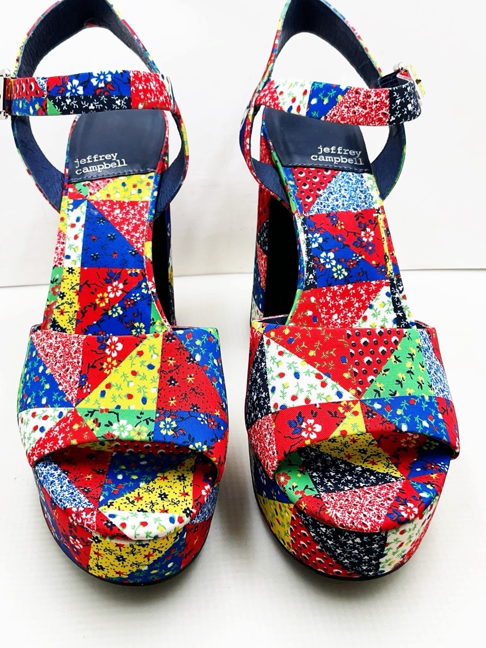{Jeffrey Campbell} Summers Patchwork Platform Sandals - Picture 4 of 14